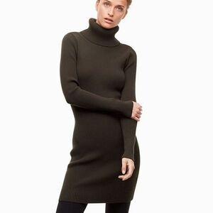 Aritzia Babaton The Group Stefanik Ribbed Long Sleeve Grey Turtleneck Dress XXS